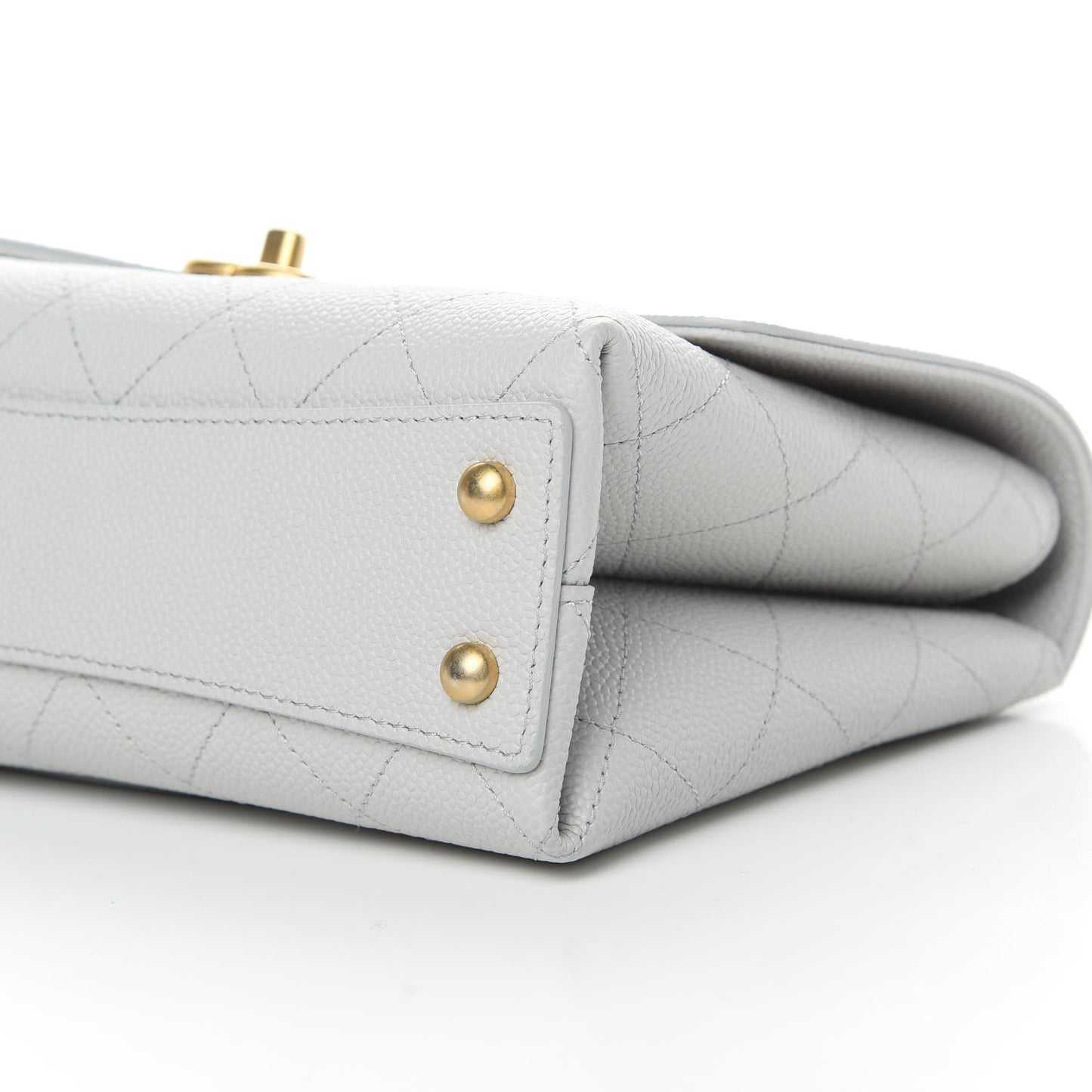 Grained Calfskin Small Stitched Flap Grey
