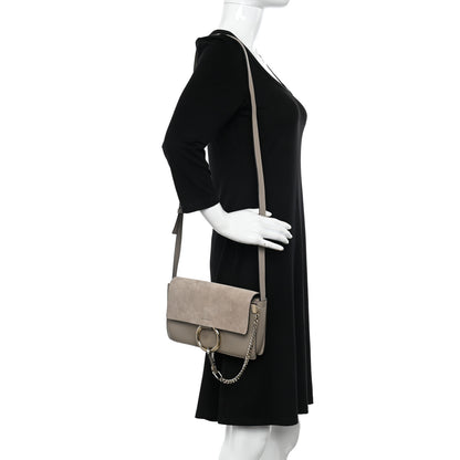 Chloe Suede Calfskin Small Faye Shoulder Bag Motty Grey 2 of 10