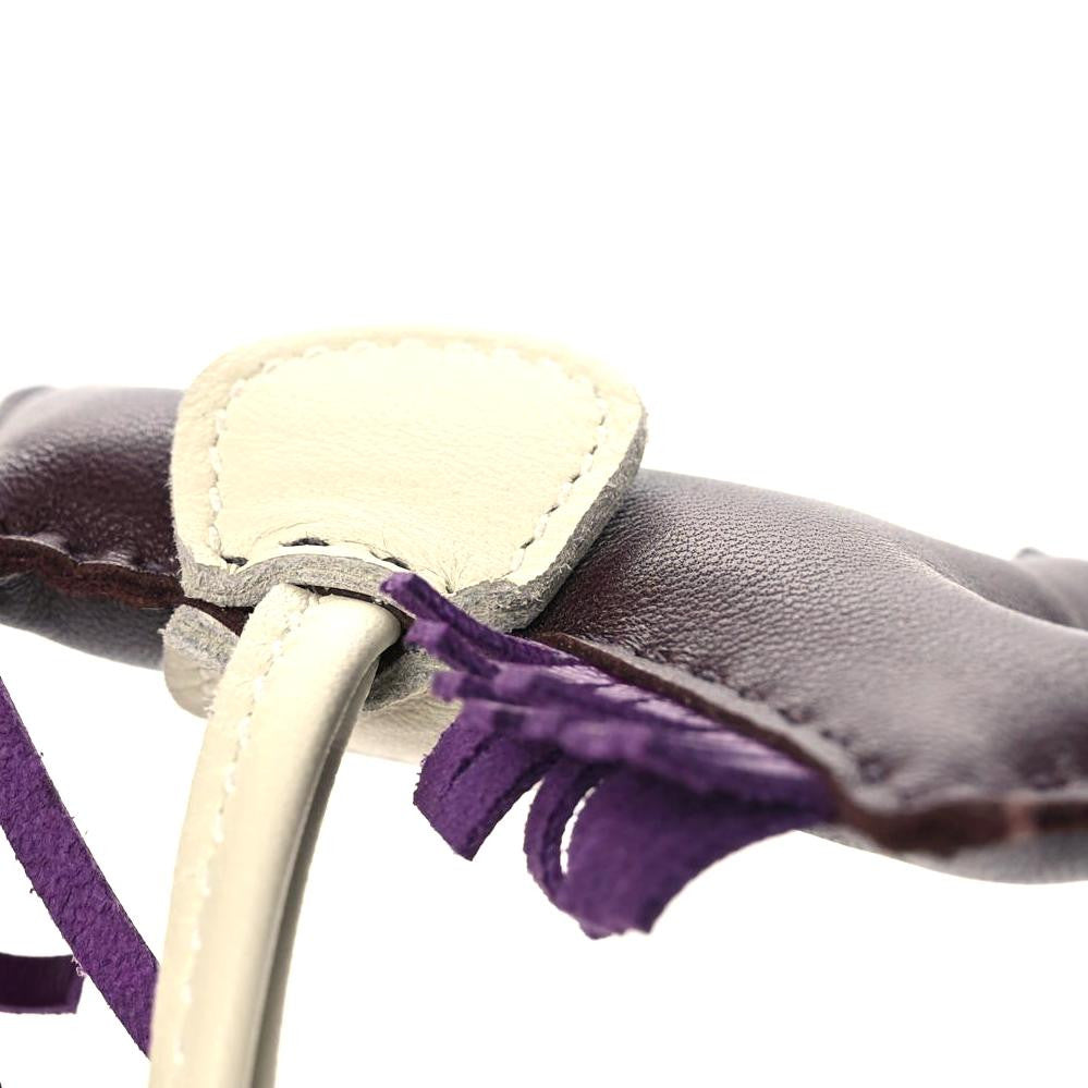 Hermes Milo Lambskin Grigri Rodeo Horse Bag Charm PM Rouge Sellier Craie Violet 5 of 7