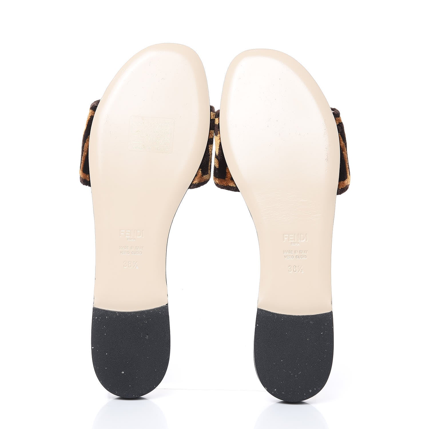 Fendi Velvet FF Flat Slide Sandals 38.5 Tobacco 5 of 10