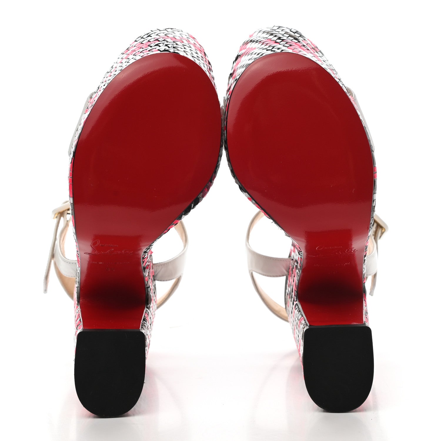 Christian Louboutin Jazz Patent Tresse Belle Tige 160 Platform Sandal White Fluo Rose 5 of 9