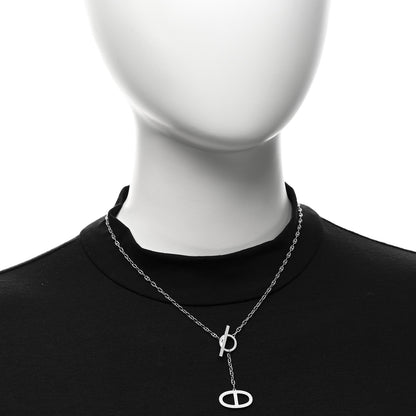 Hermes 18K White Gold Diamond GM Chaine D'Ancre Contour Pendant Necklace ST 2 of 7