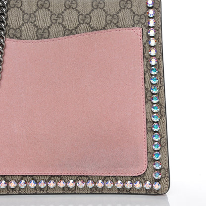 Gucci GG Supreme Monogram Suede Crystal Medium Dionysus Shoulder Bag Beige Ebony Light Peonia 7 of 9