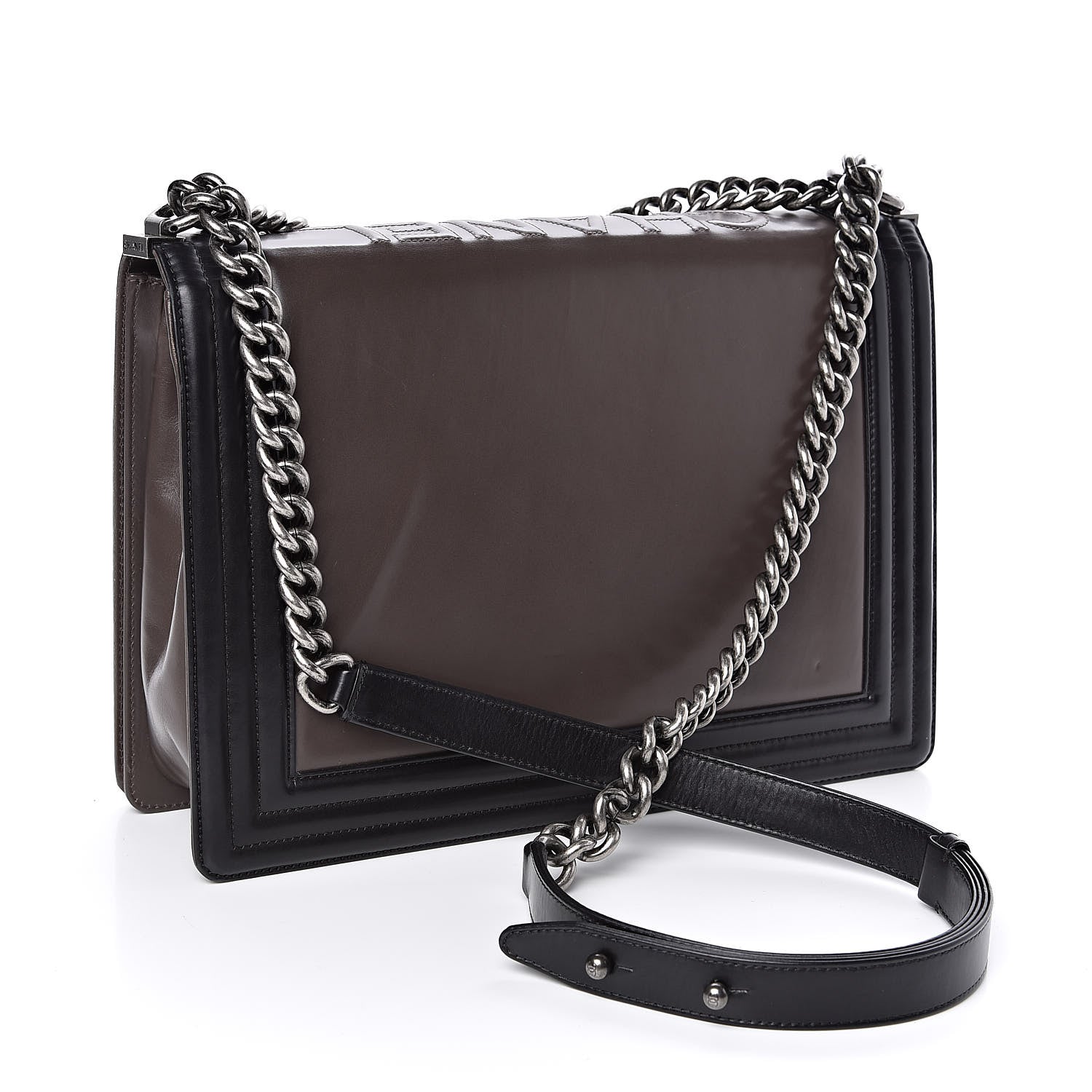 Chanel Glazed Calfskin Large Boy Flap Black Brown 3 of 11