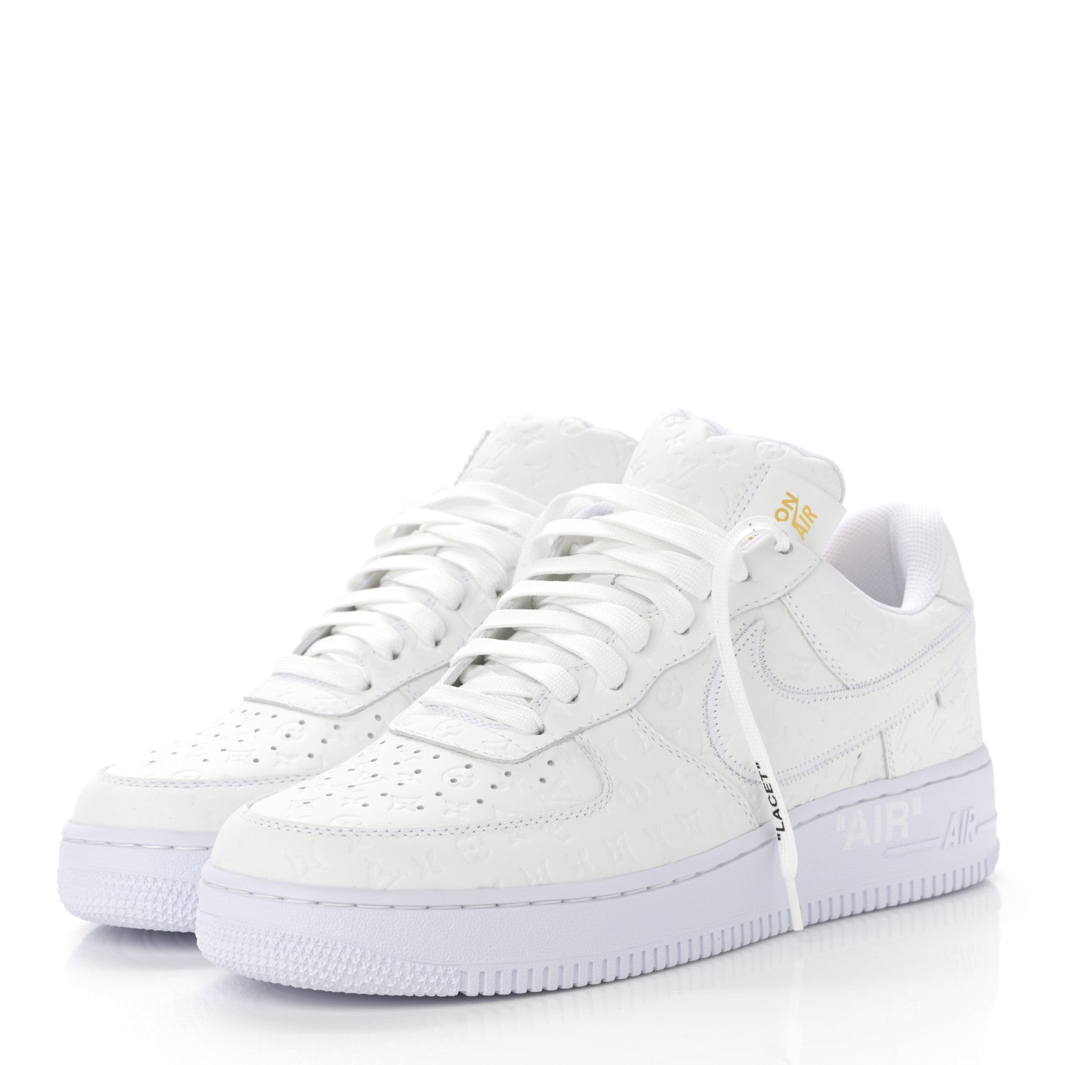 Louis Vuitton X NIKE AIR FORCE 1 Calfskin Monogram Mens Low Top Sneakers 9 White 4 of 17