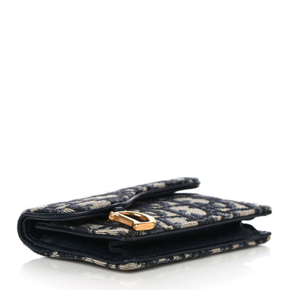 Christian Dior Oblique Saddle Card Holder Blue 4 of 13