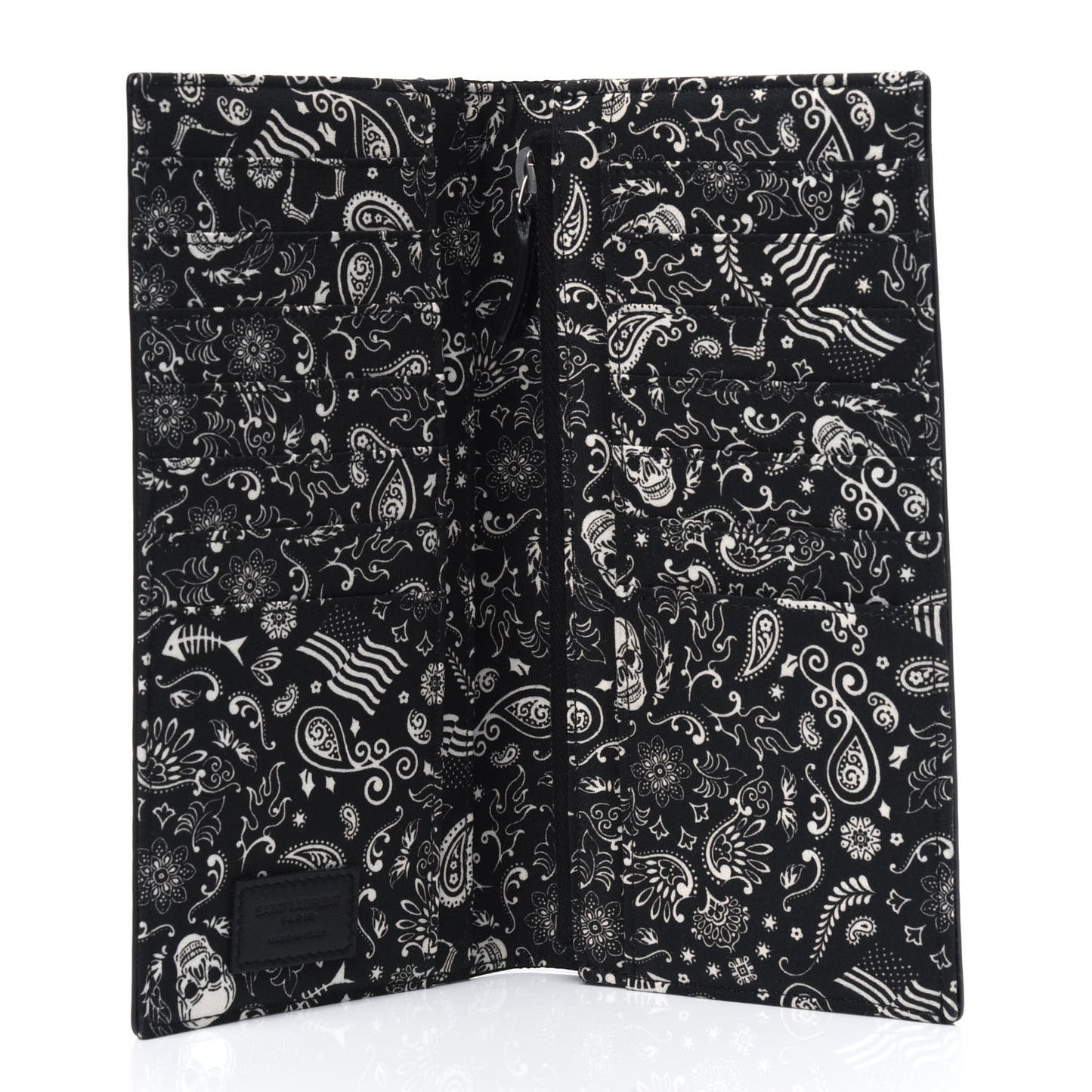 Calfskin Canvas Bandana Continental Wallet Black