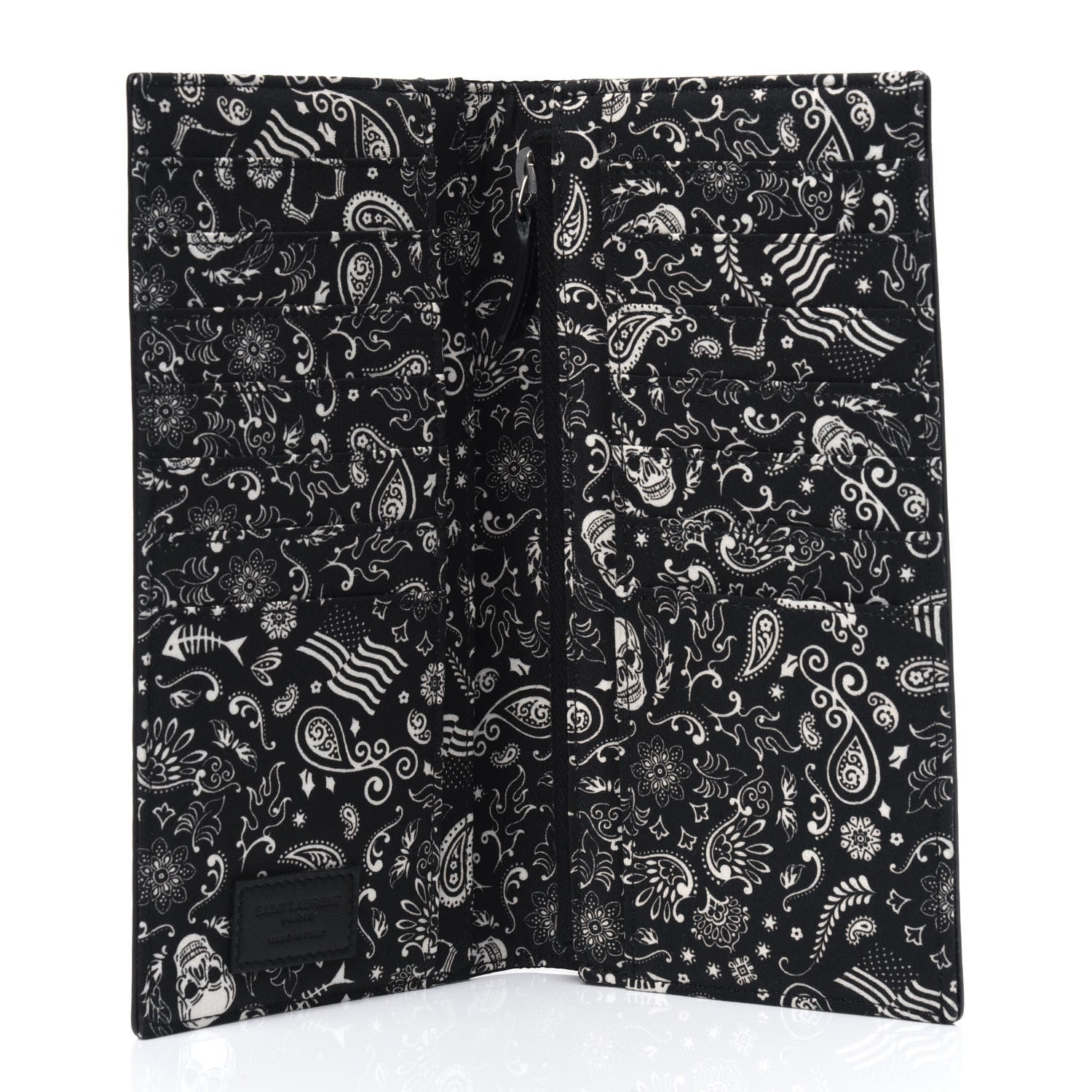 Saint Laurent Calfskin Canvas Bandana Continental Wallet Black 3 of 3