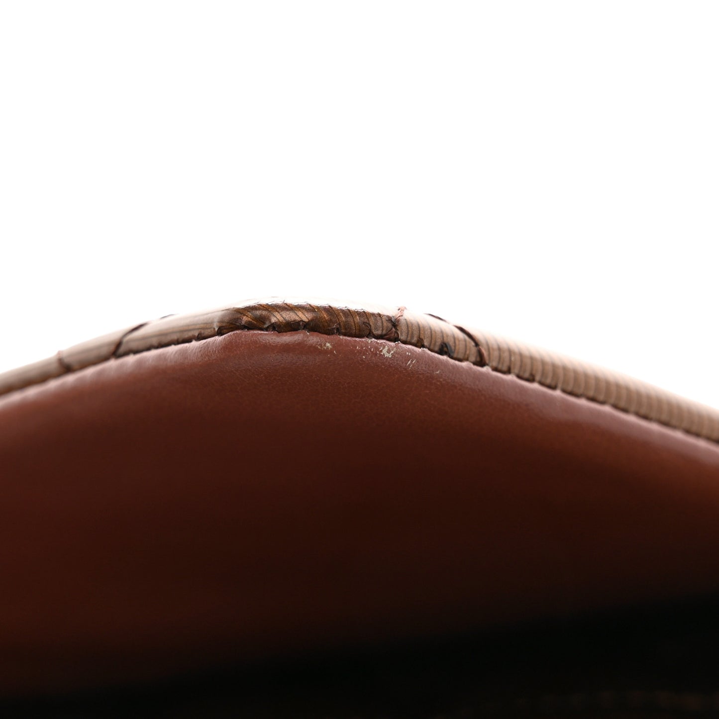 Striated Patent Quilted Clutch With Chain Flap Brown