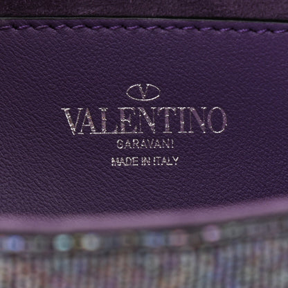 Valentino Garavani Swarovski Crystal Embroidered Vlogo Small Loco Shoulder Bag Crystal Lilac Silver 6 of 12