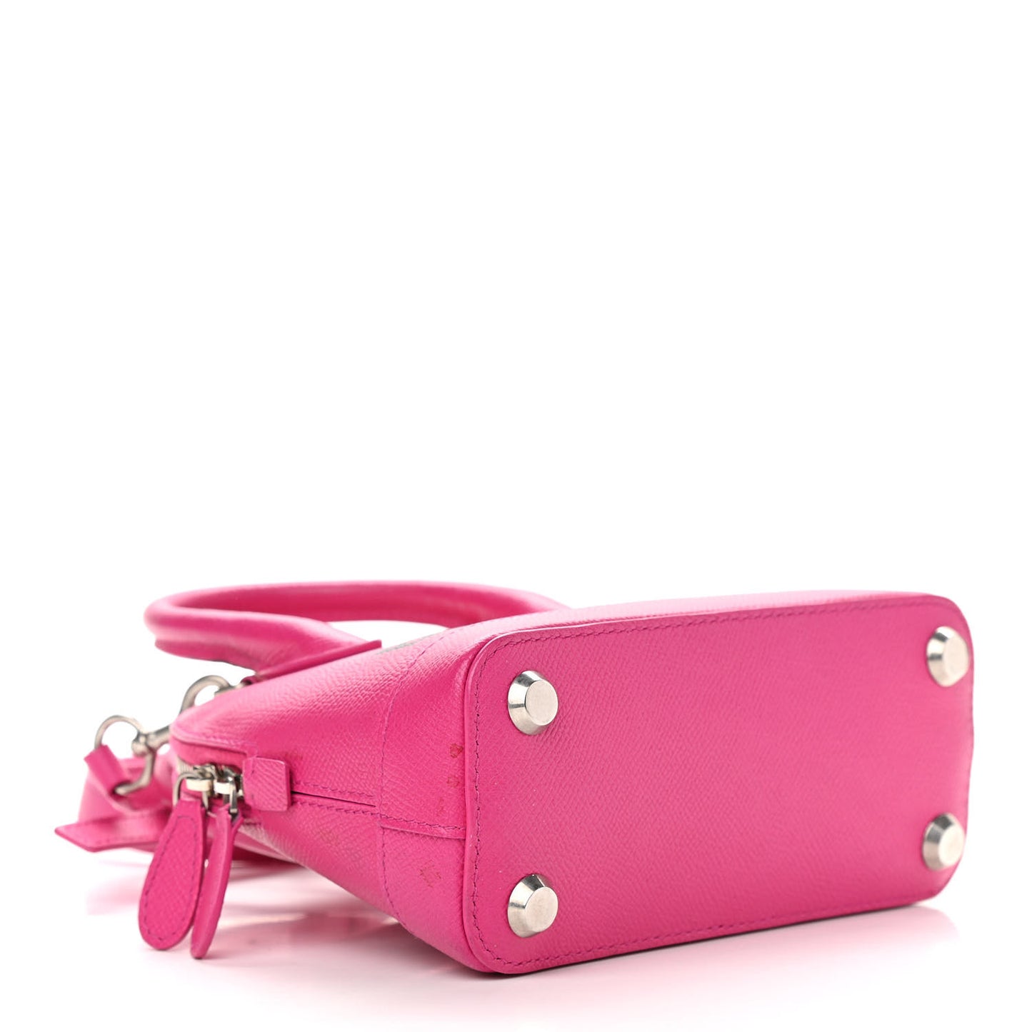 Signature Grained Calfskin Logo XXS Ville Top Handle Bag Fuchsia