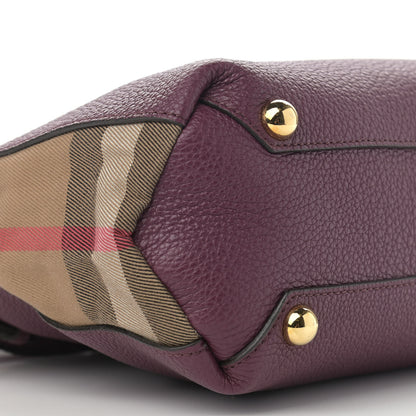 Burberry Grainy Calfskin House Check Small Banner Tote Mahogany Red 10 of 12