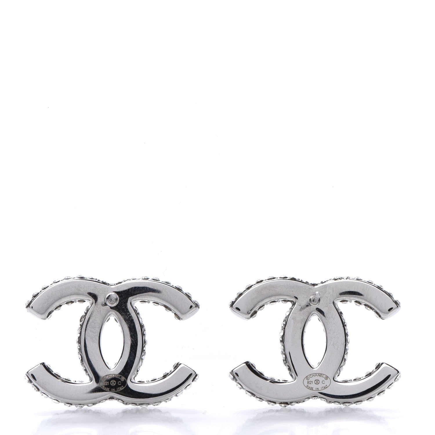 Chanel Crystal CC Earrings Silver 3 of 5