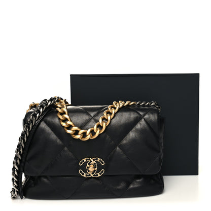 Chanel Goatskin Quilted Large Chanel 19 Flap Black 11 of 11