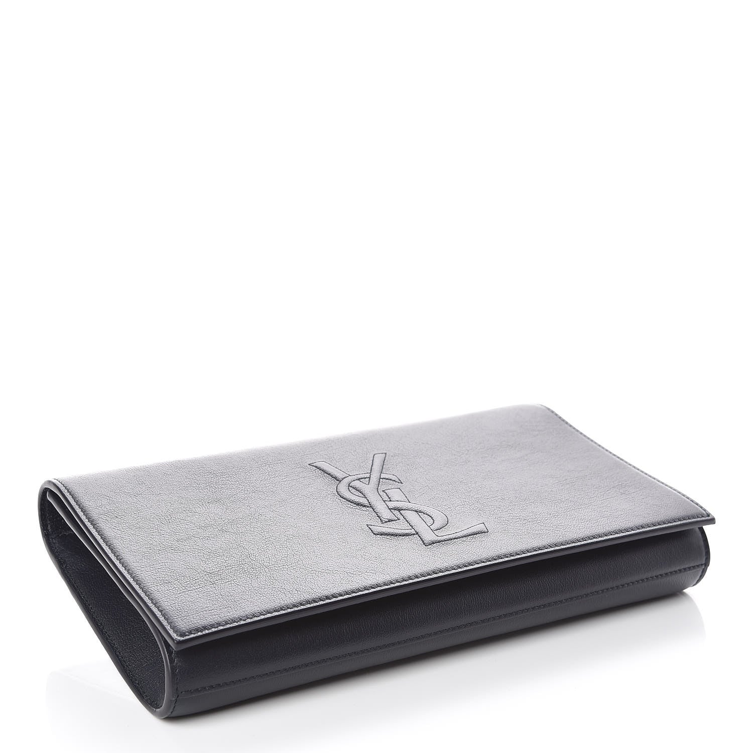 Saint Laurent Calfskin Monogram Large Belle De Jour Clutch Navy 4 of 9