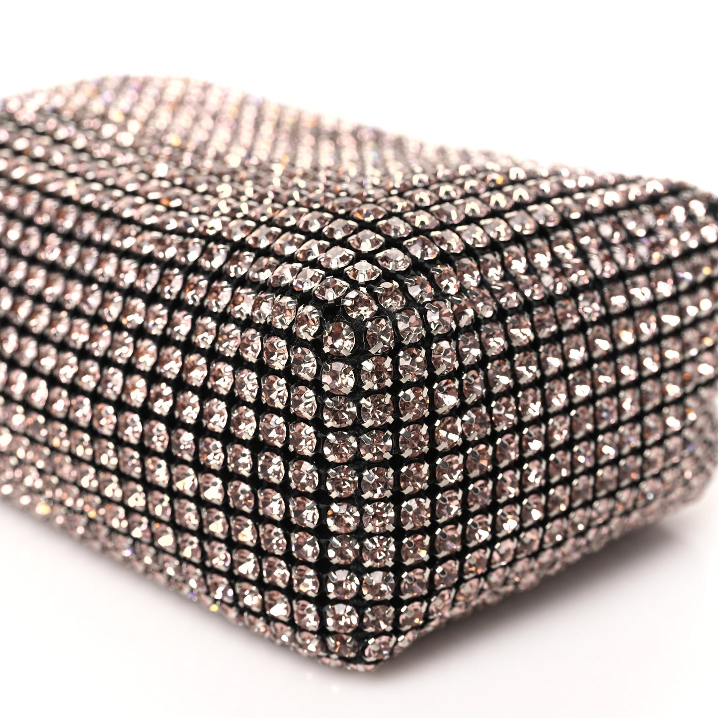 Mesh Crystal Rhinestone Mini Heiress Pouch Sandstone