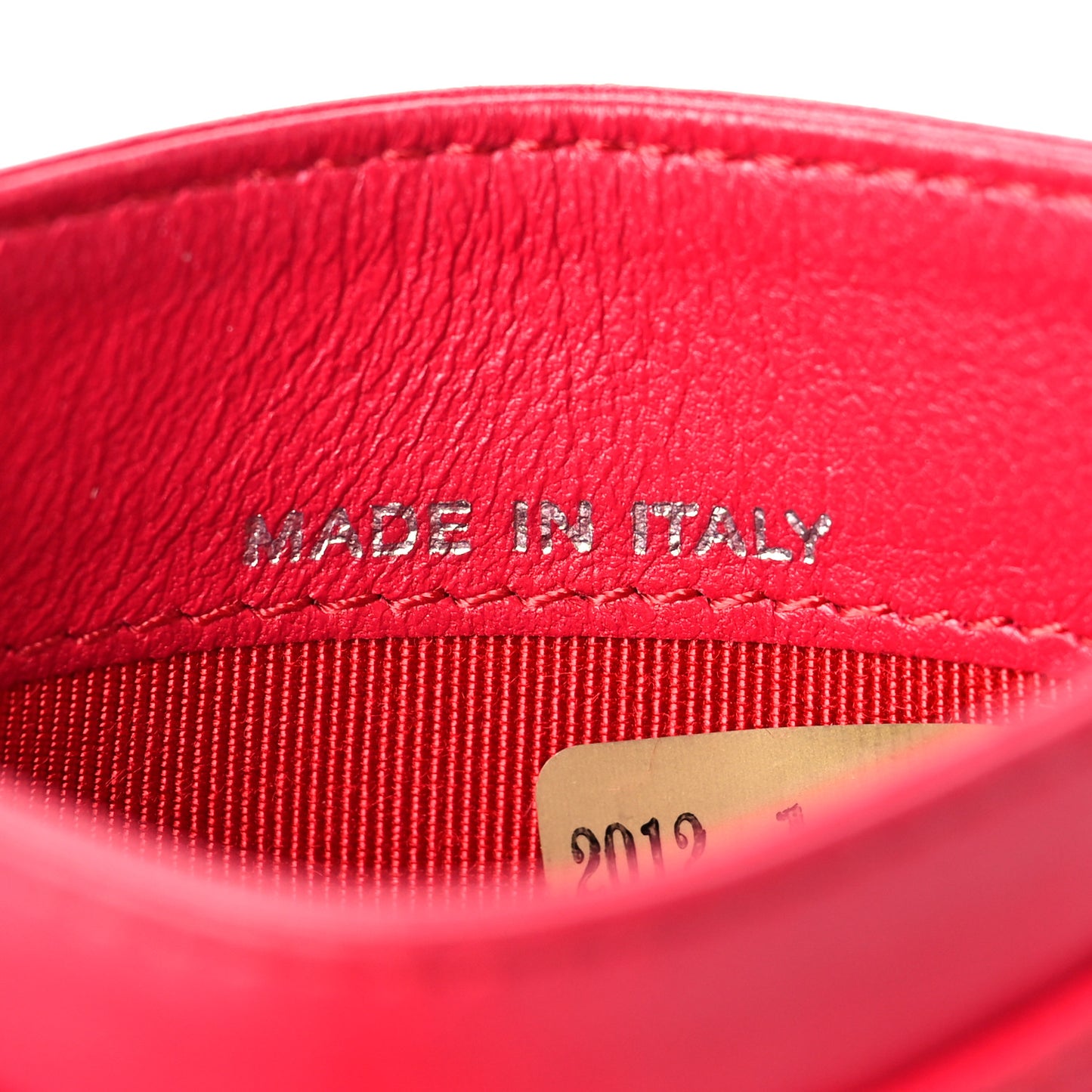 Lambskin Quilted Card Holder Red