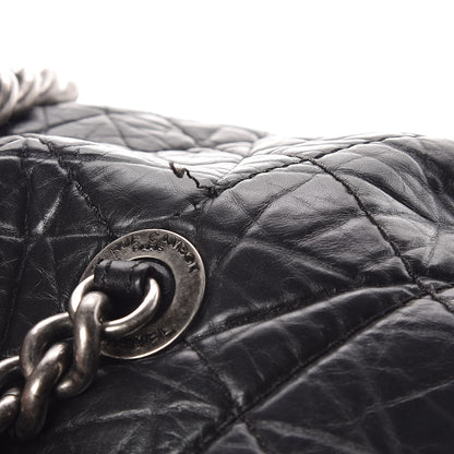 Chanel Aged Calfskin Quilted Large Secret Tag Bowling Bag Black 12 of 13