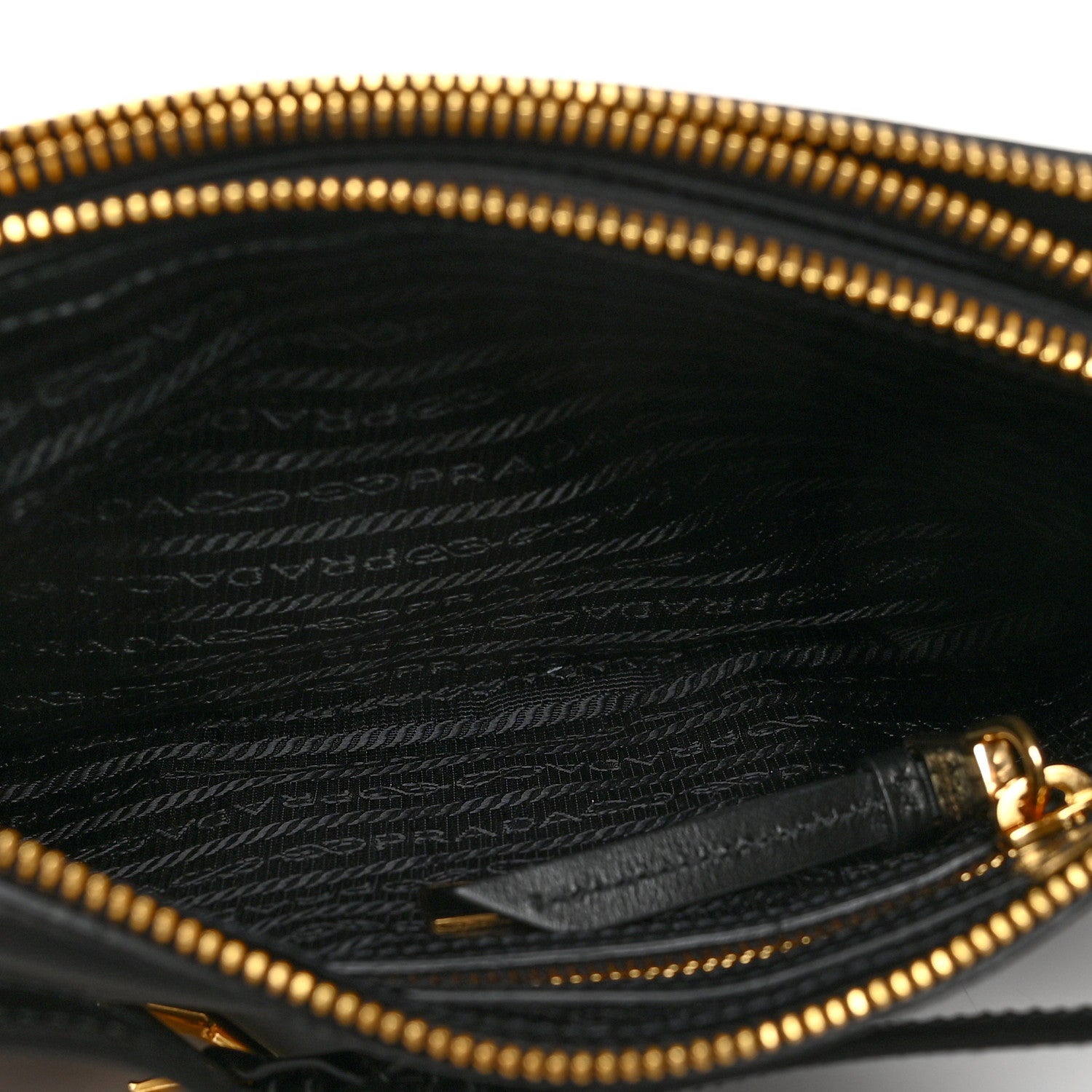 Prada Tessuto Nylon Soft Calf Double Zip Crossbody Bag Black 6 of 7