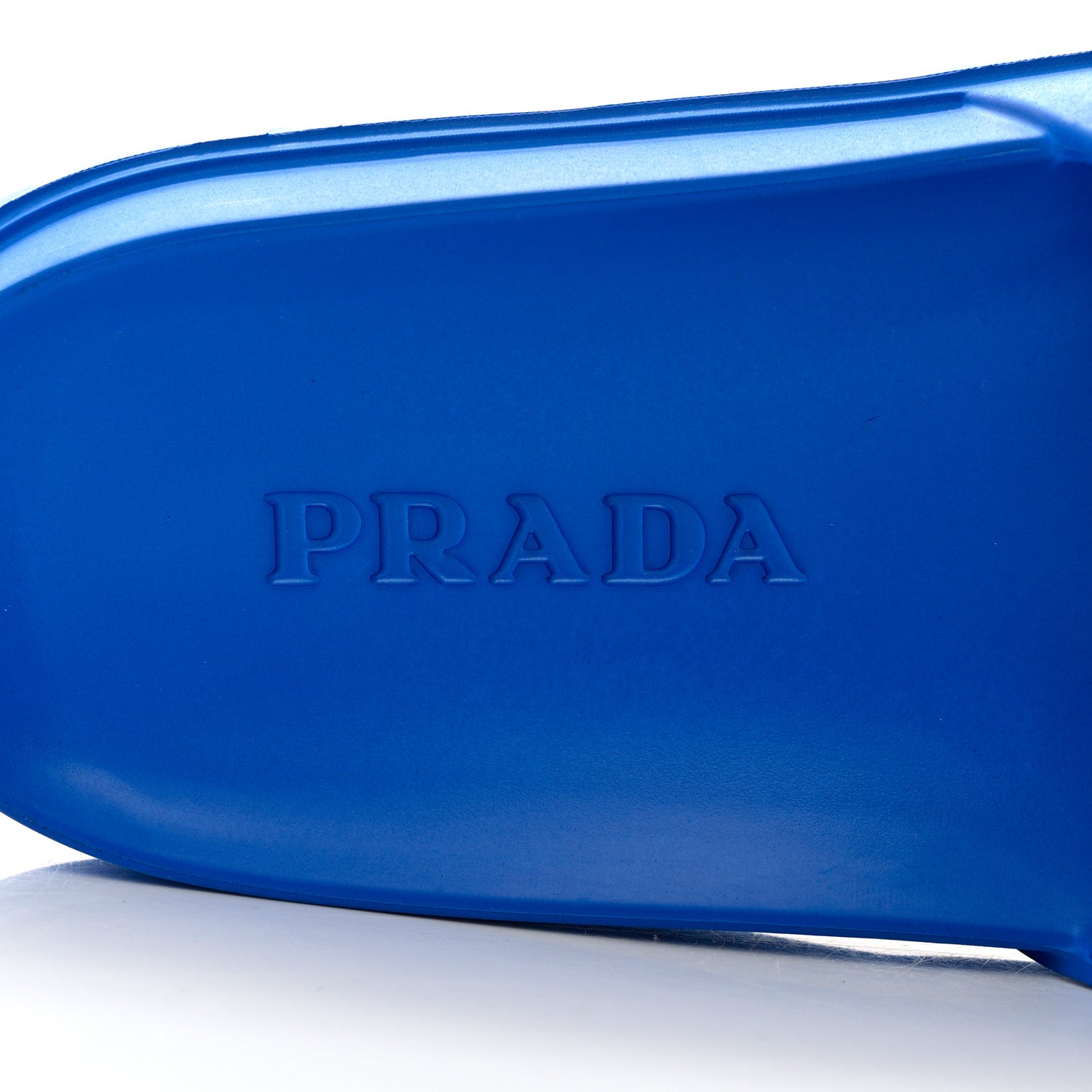 Prada EVA Rubber Triangle Logo Embossed Womens Lug Sole 20mm Slide Sandals 39 Azzurro 7 of 8