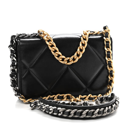 Chanel Lambskin Quilted Chanel 19 Wallet On Chain WOC Black 3 of 10