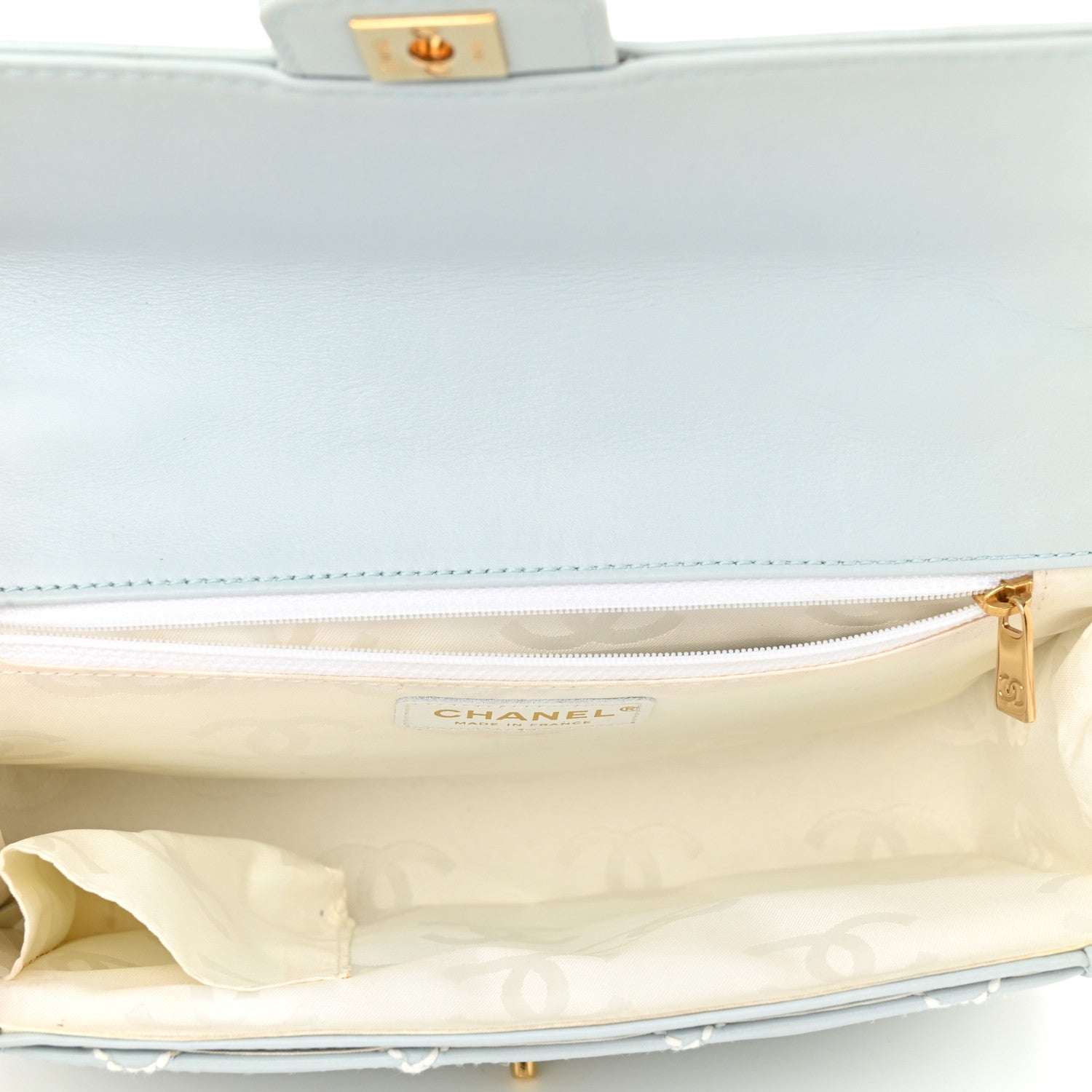 Chanel Calfskin Quilted Wild Stitch Flap Light Blue 4 of 9