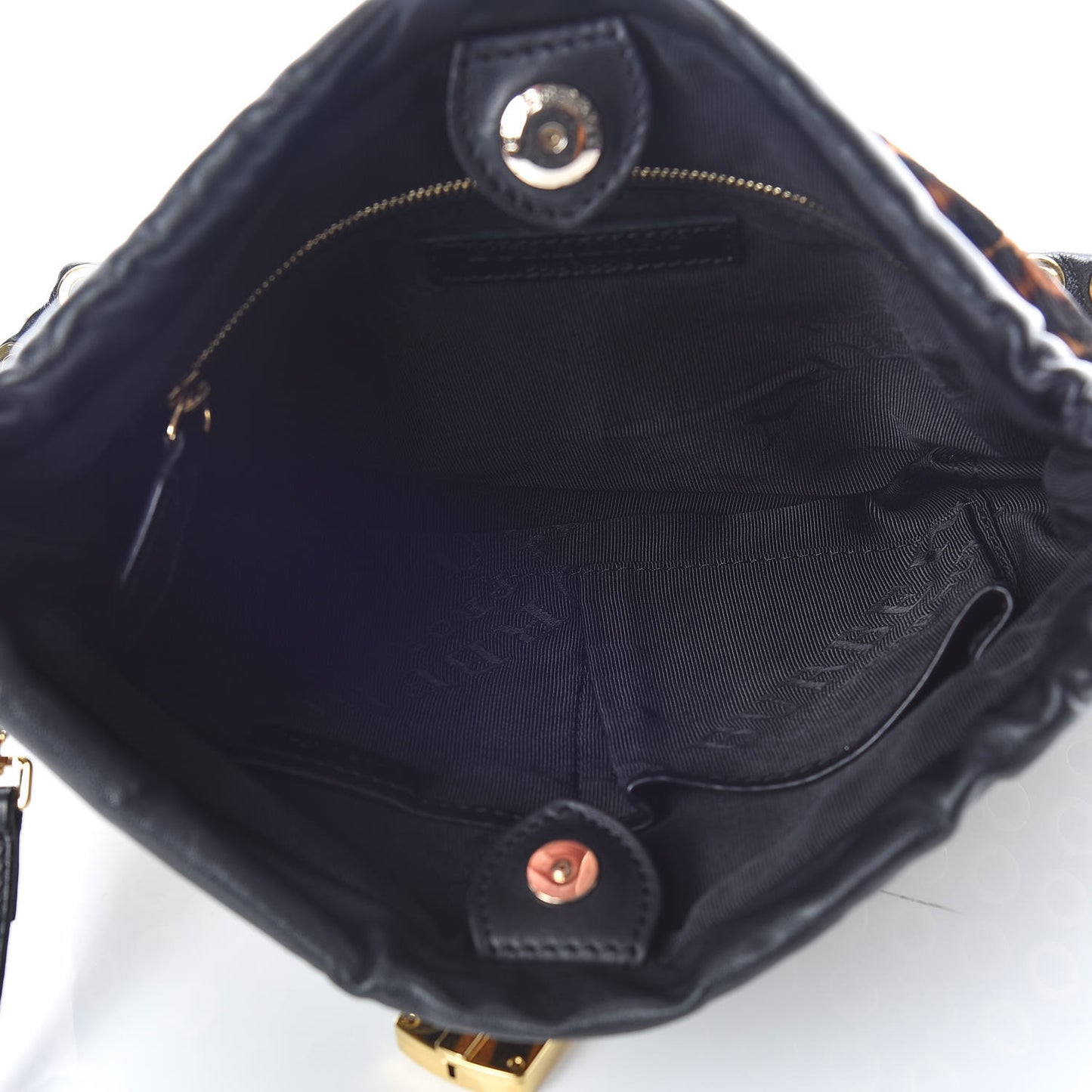 Calfskin Calf Hair Leopard Print Grommet Little Crush Black