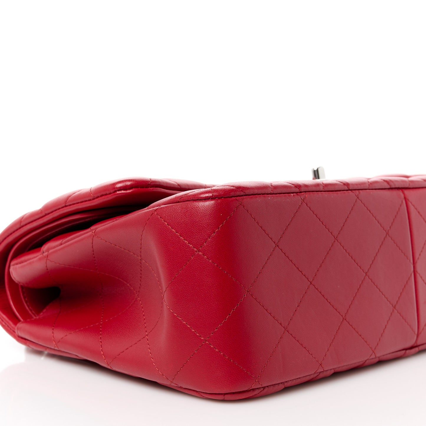 Lambskin Quilted Jumbo Double Flap Red