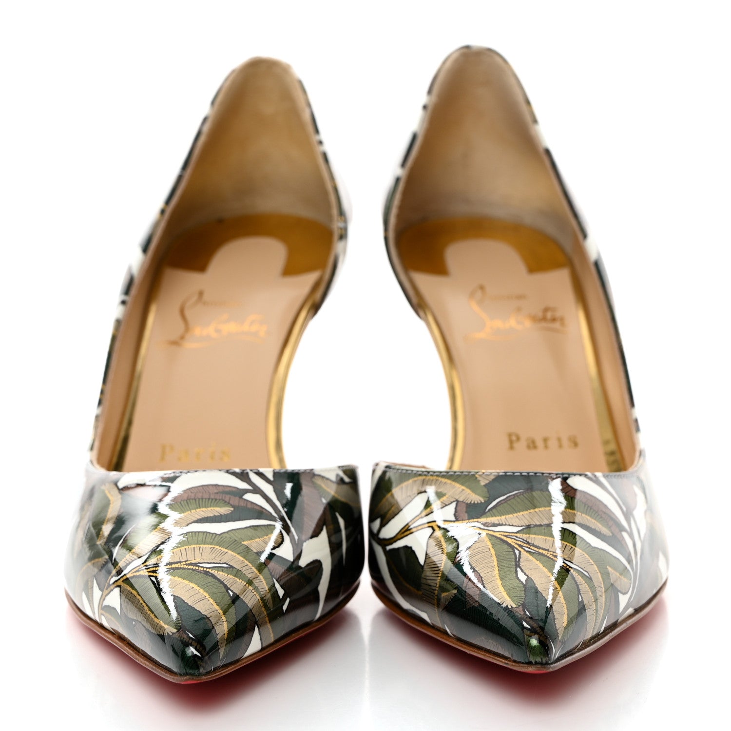 Christian Louboutin Patent Iriza 70 Pumps 37.5 Green Gold 2 of 8
