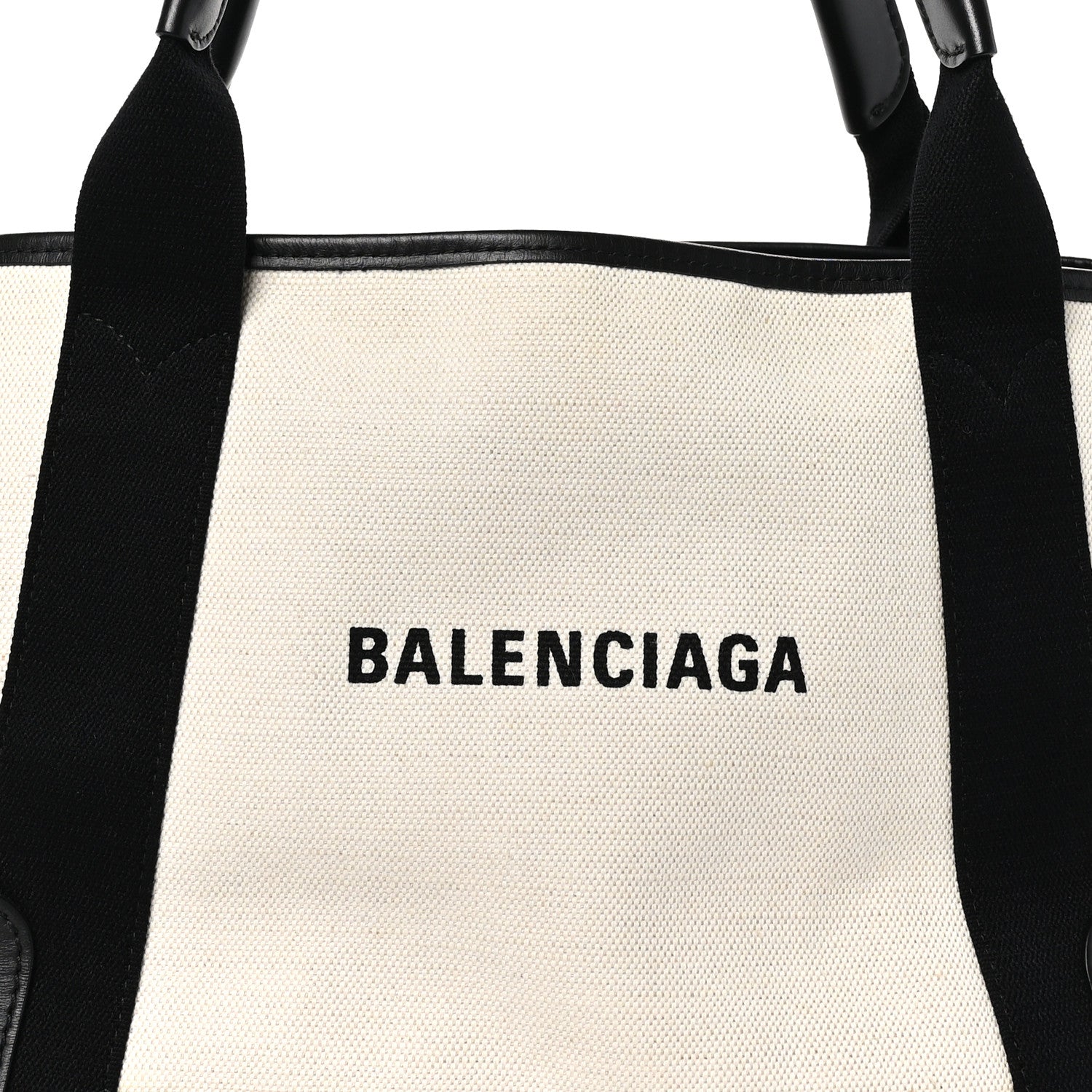 Balenciaga Cotton Canvas Satin Calfskin S Navy Cabas Natural Black 9 of 12