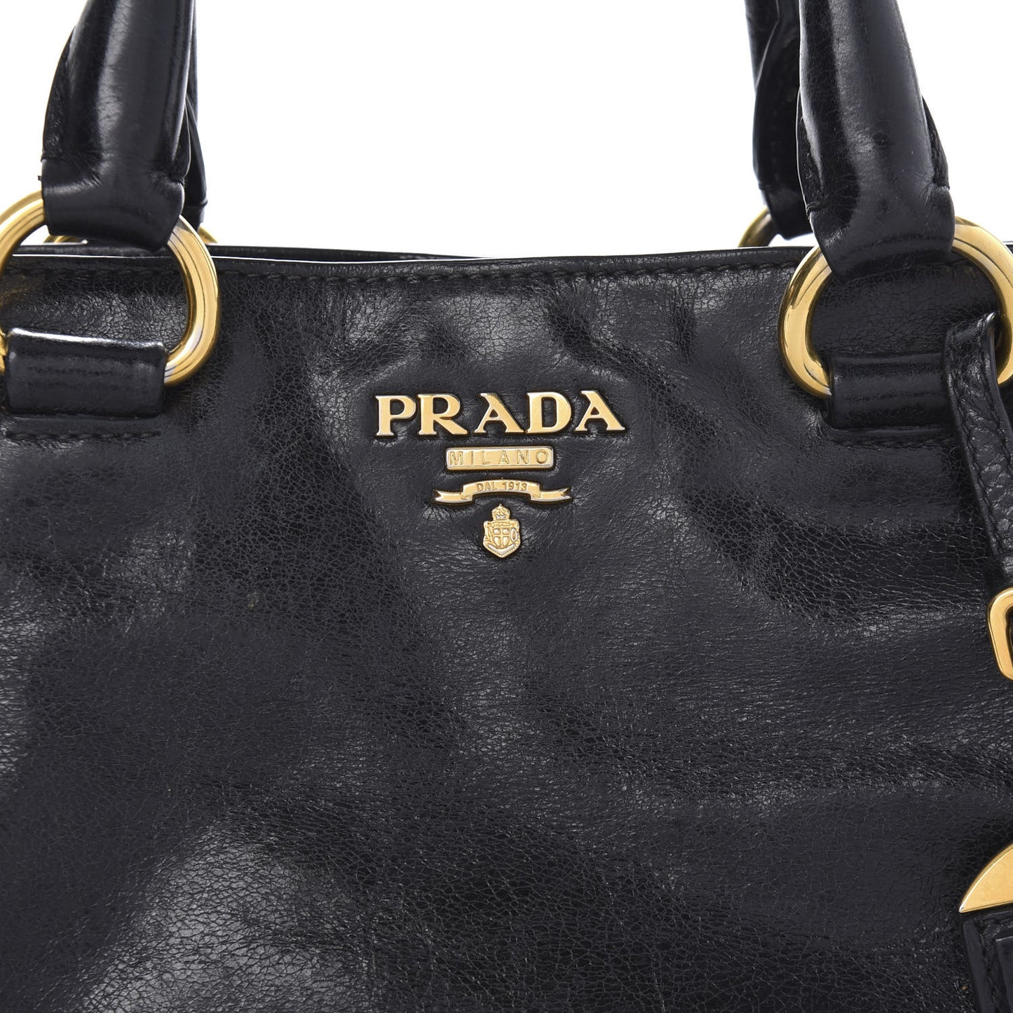 Vitello Shine Top Handle Bag Black
