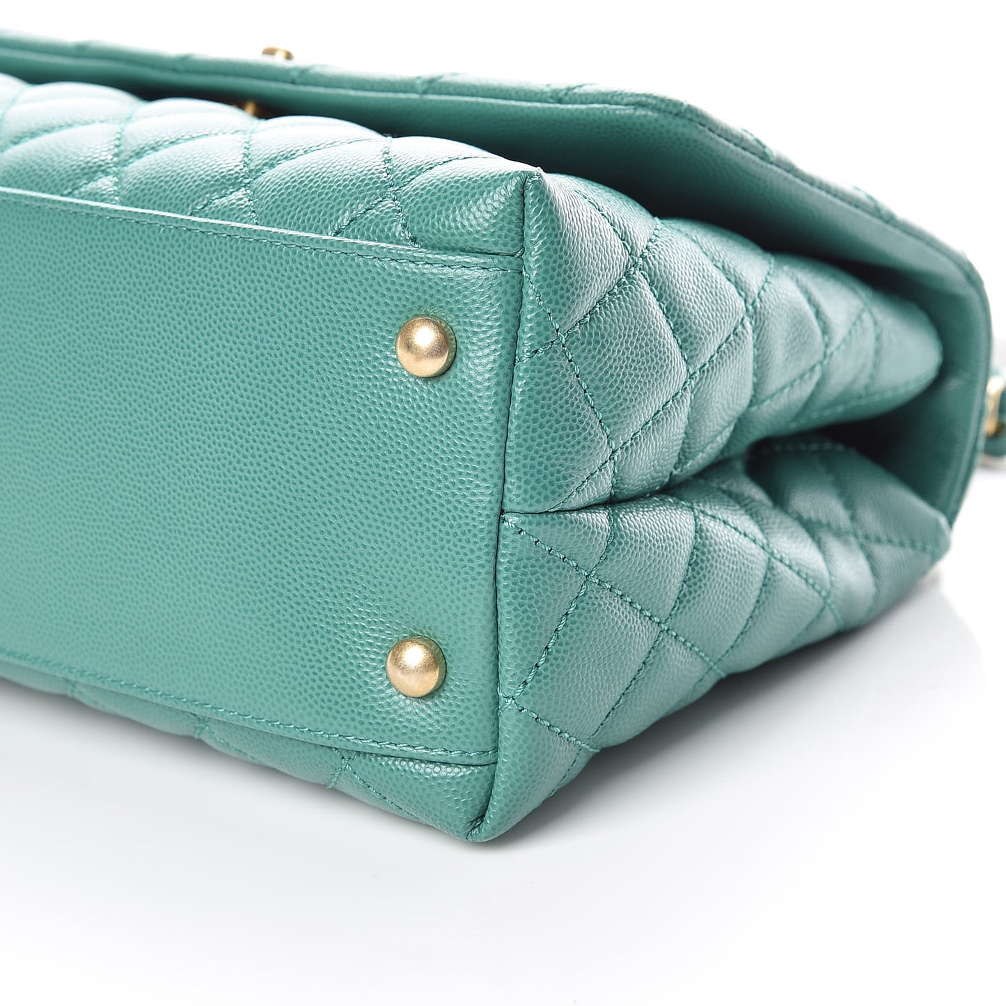 Caviar Lizard Quilted Small Coco Handle Flap Green