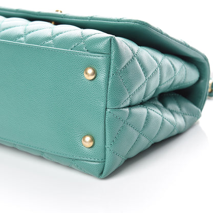 Chanel Caviar Lizard Quilted Small Coco Handle Flap Green 9 of 10