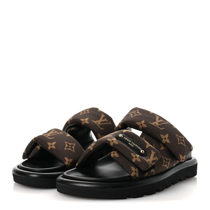 Louis Vuitton Nylon Monogram LV Pool Pillow Flat Comfort Mule 37 Cacao Brown 37 Cacao Brown 4 of 14