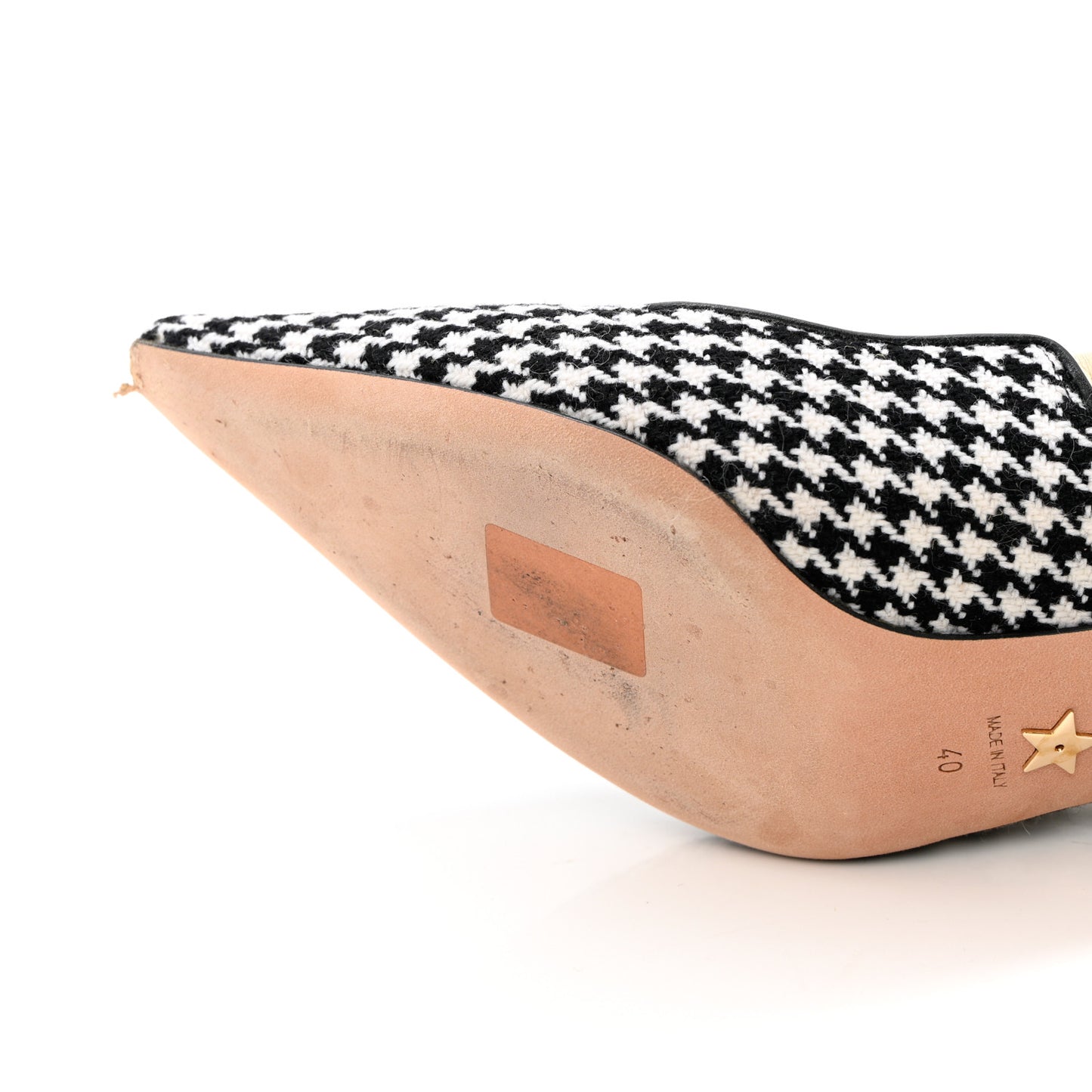 Wool Ribbon Houndstooth J'Adior Slingback 65mm Pumps 40 Black White