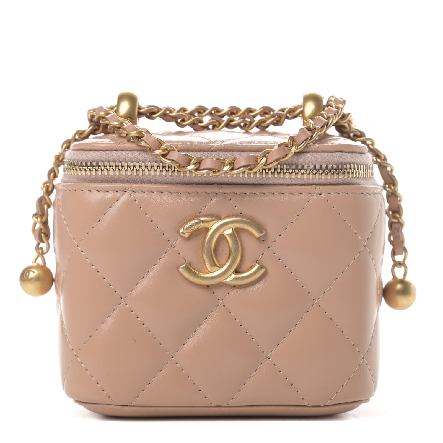 Chanel Calfskin Quilted Mini Perfect Fit Vanity Case With Chain Beige 1 of 4