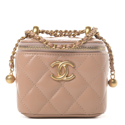 Chanel Calfskin Quilted Mini Perfect Fit Vanity Case With Chain Beige 1 of 4