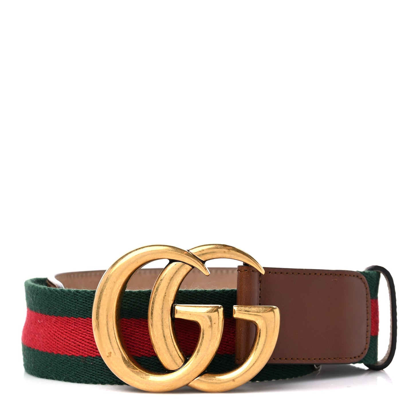 Nylon Calfskin Double G Web 40mm Belt 65 26 Green Red Cuir