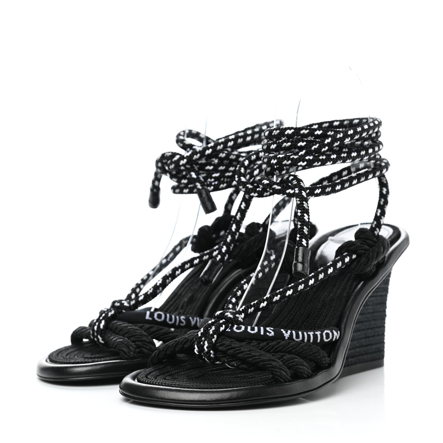 Louis Vuitton Fabric Maia Rope Wedge Sandal 36 Black 3 of 7