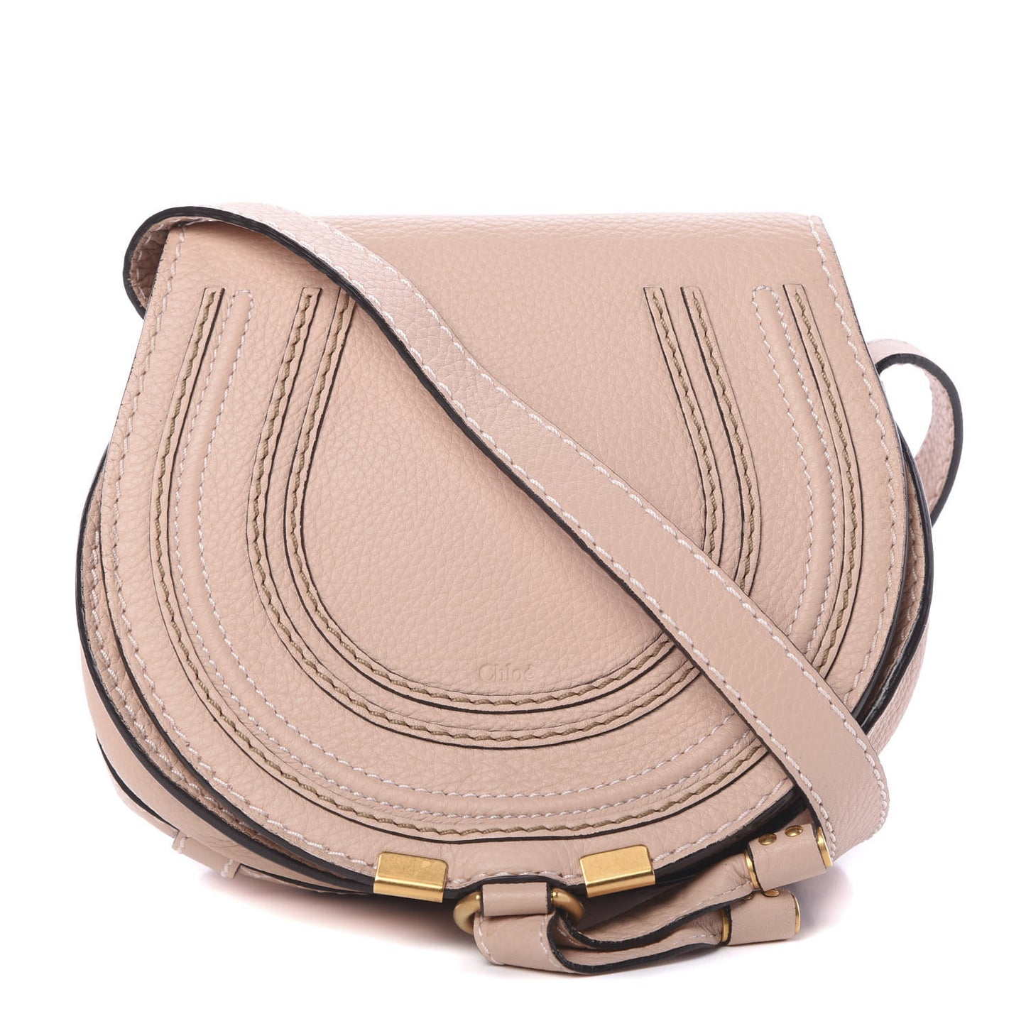 Calfskin Mini Marcie Round Crossbody Bag Blush Nude