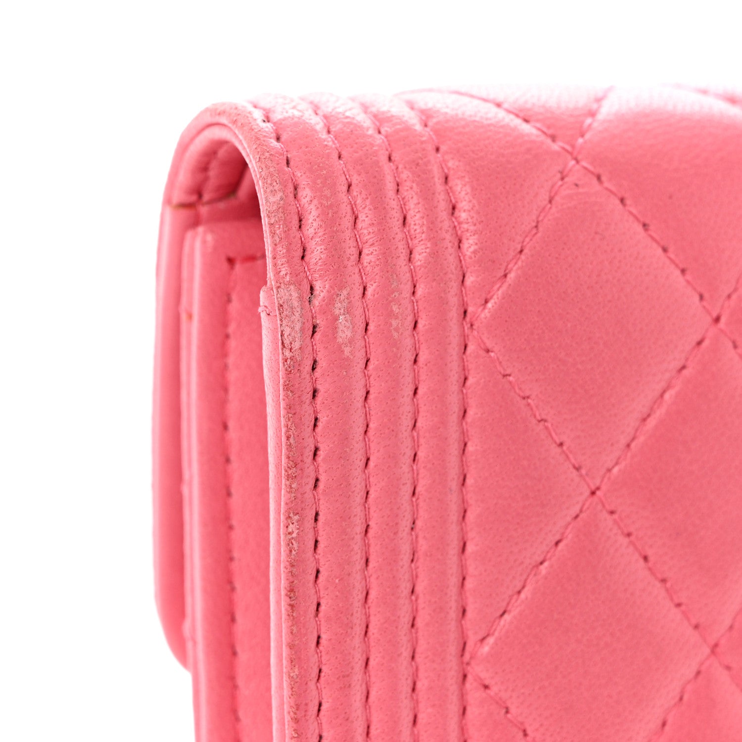 Chanel Lambskin Quilted Compact Boy Wallet Pink 5 of 10