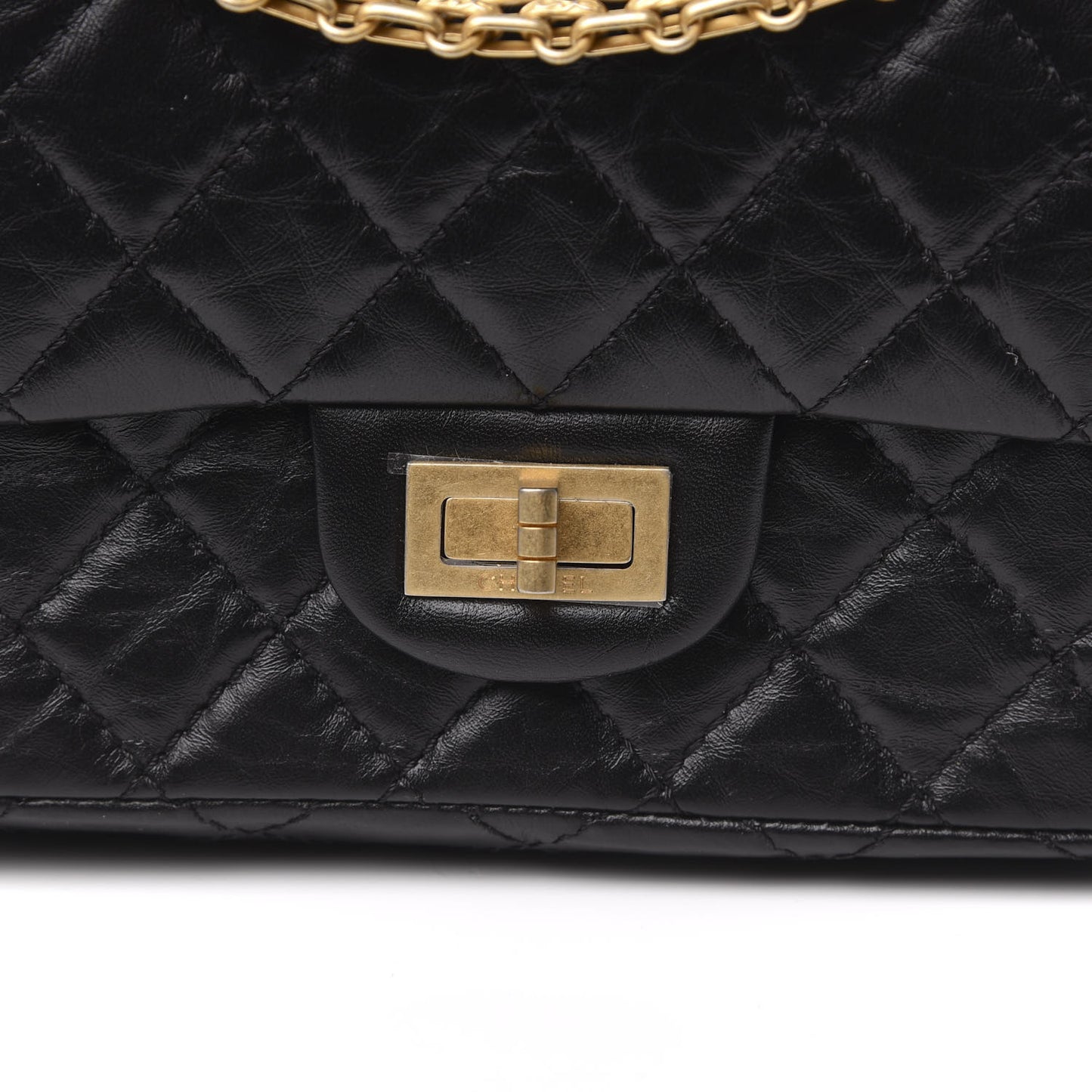 Aged Calfskin Quilted 2.55 Reissue Mini Flap Black