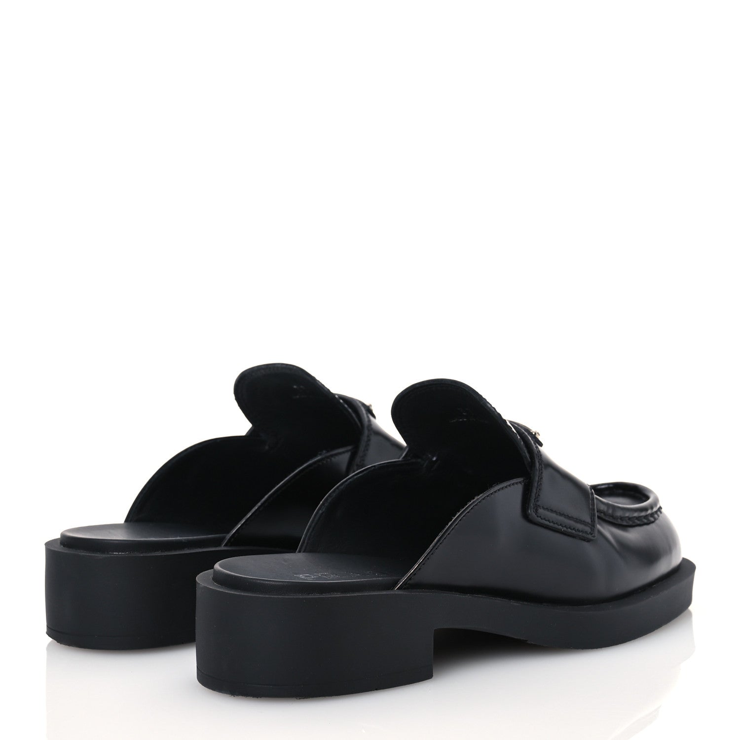Prada Spazzolato Triangle 40mm Loafer Mules 37 Black 4 of 10