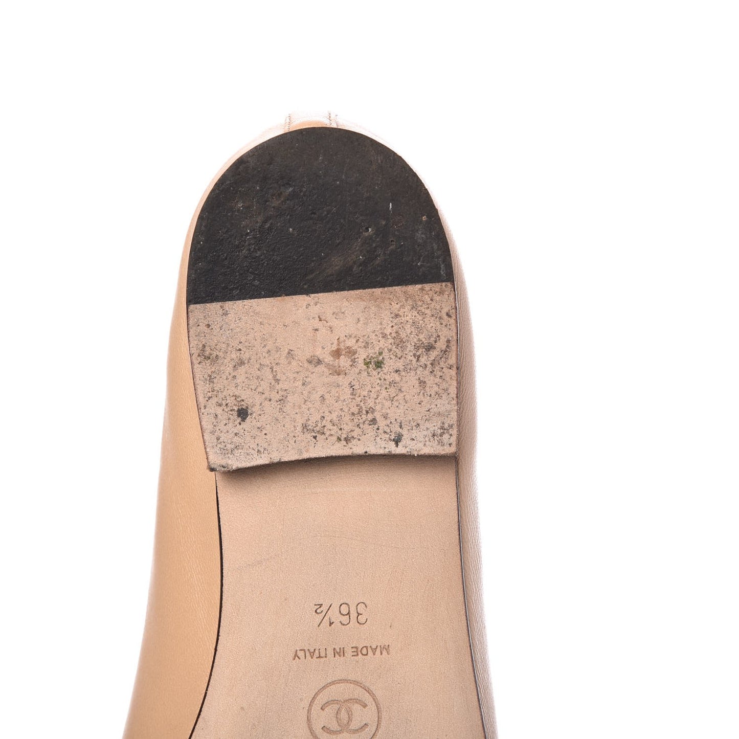 Lambskin Cap Toe CC Ballerina Flats 36.5 Beige Black