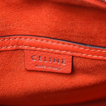 Celine Drummed Calfskin Nano Luggage Vermillion 6 of 13