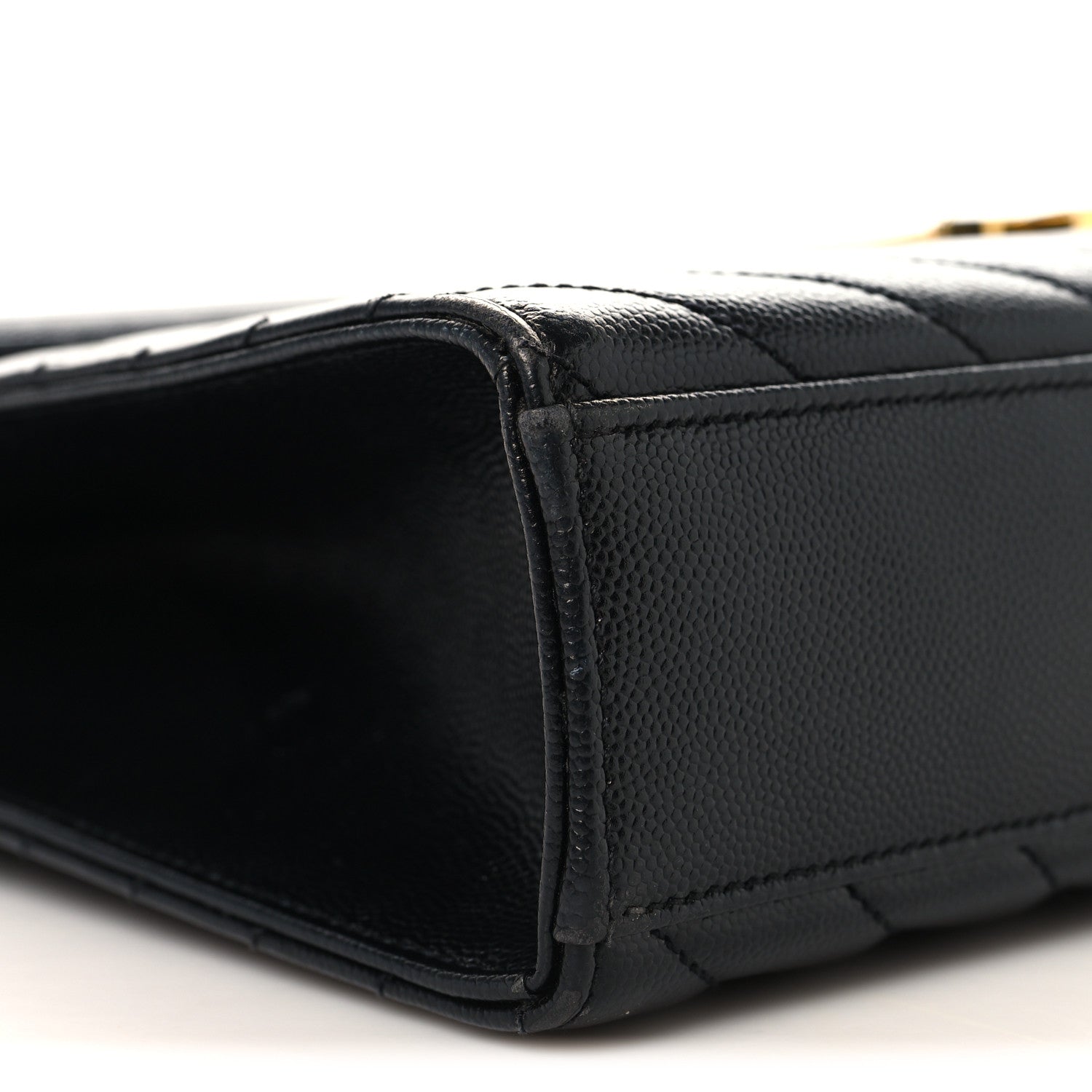 Saint Laurent Grain De Poudre Matelasse Chevron Large Monogram Satchel Black 8 of 10