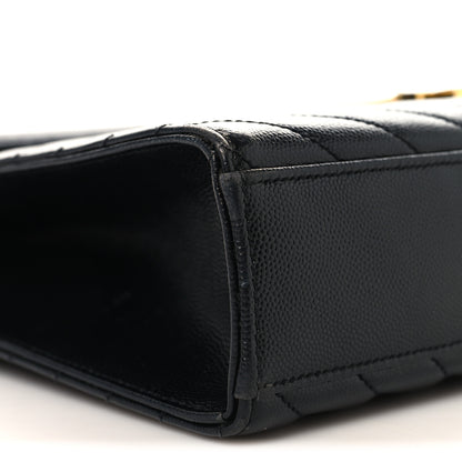 Saint Laurent Grain De Poudre Matelasse Chevron Large Monogram Satchel Black 8 of 10