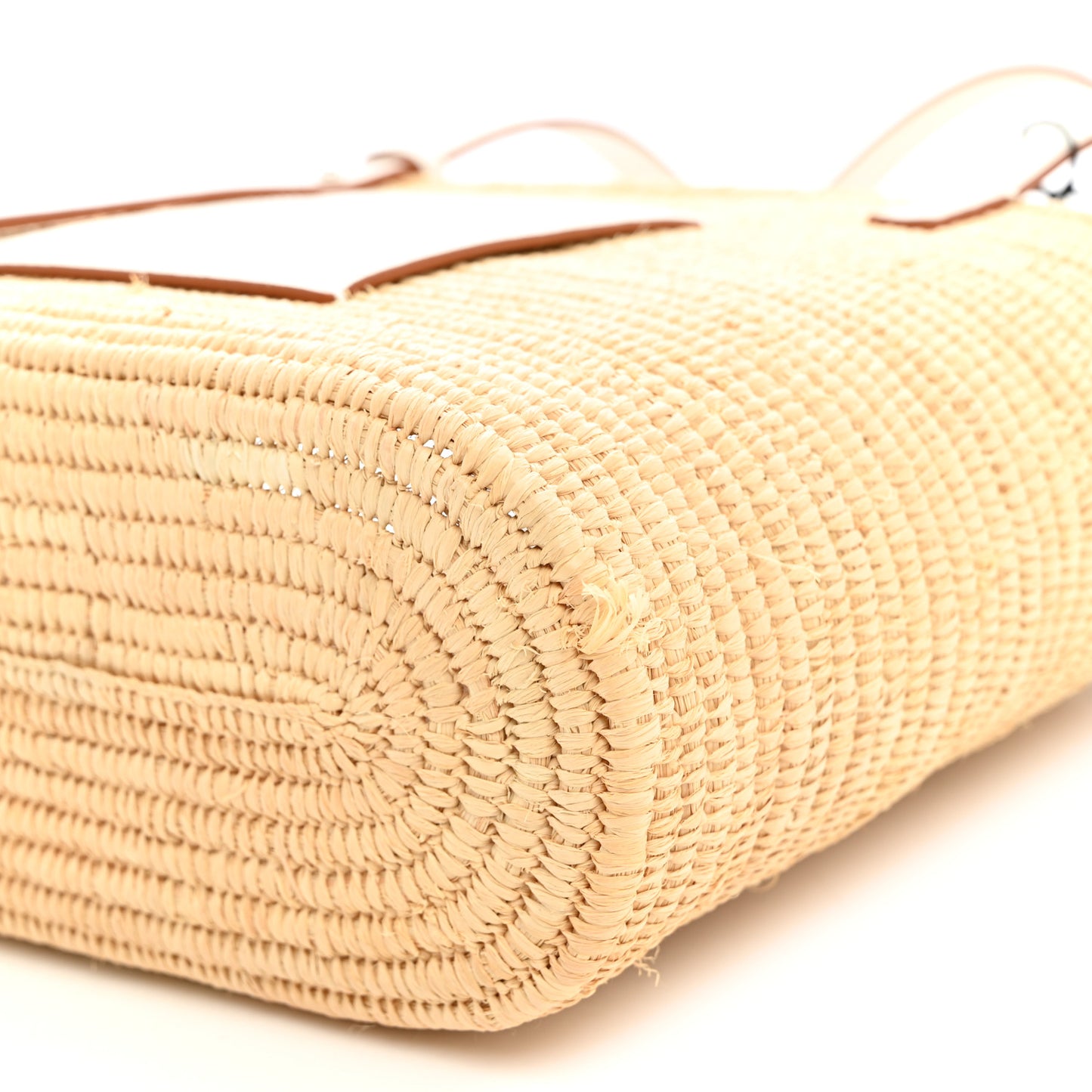 Raffia Square Small Basket Tote Bag Natural White