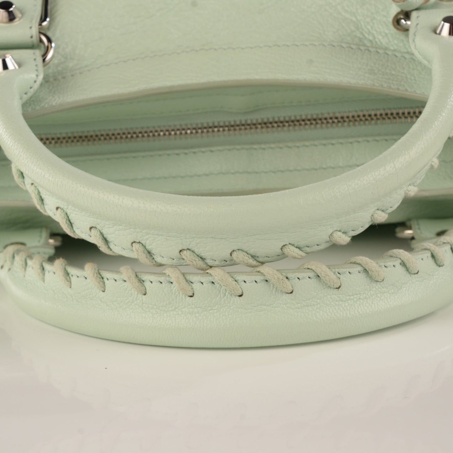 Chevre Silver Metallic Edge Hardware City Vert Anis