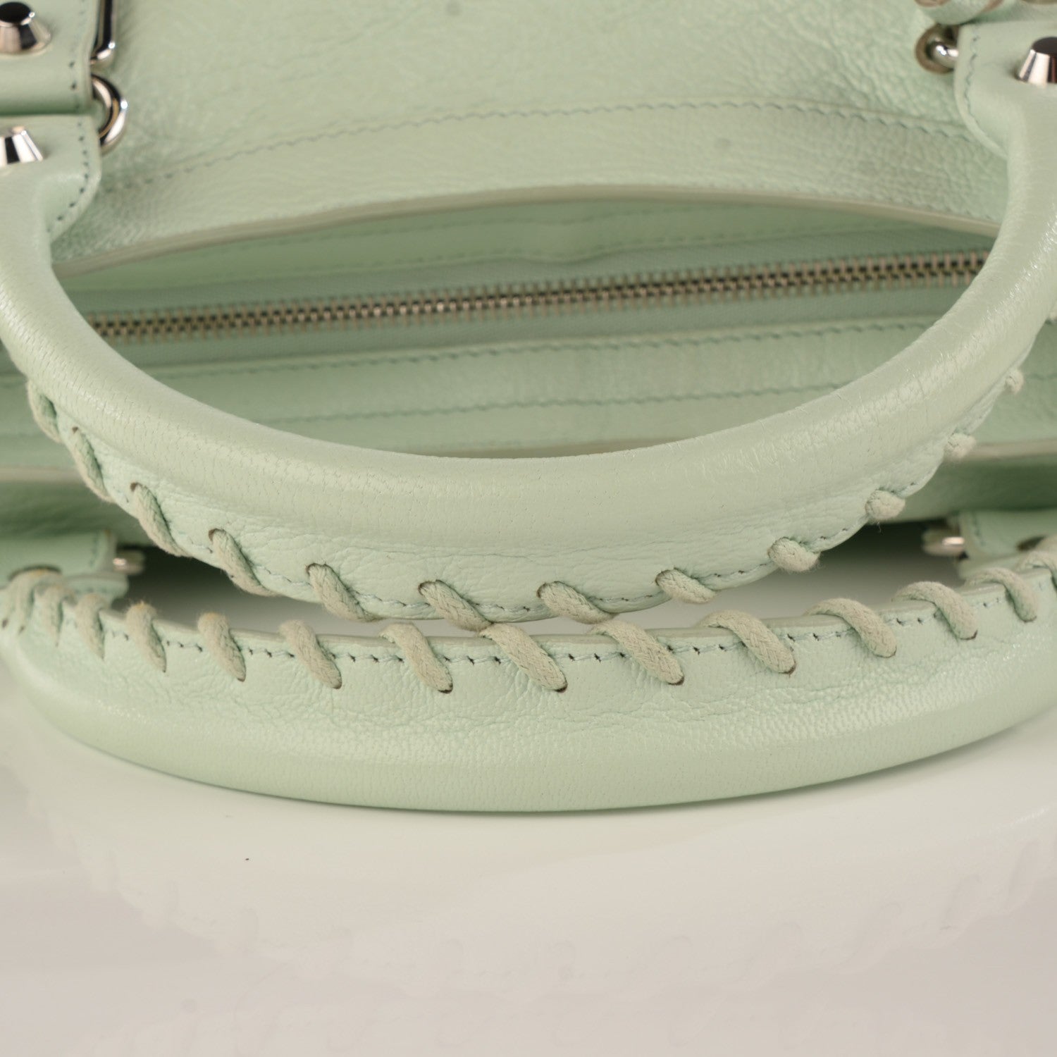 Balenciaga Chevre Silver Metallic Edge Hardware City Vert Anis 9 of 9